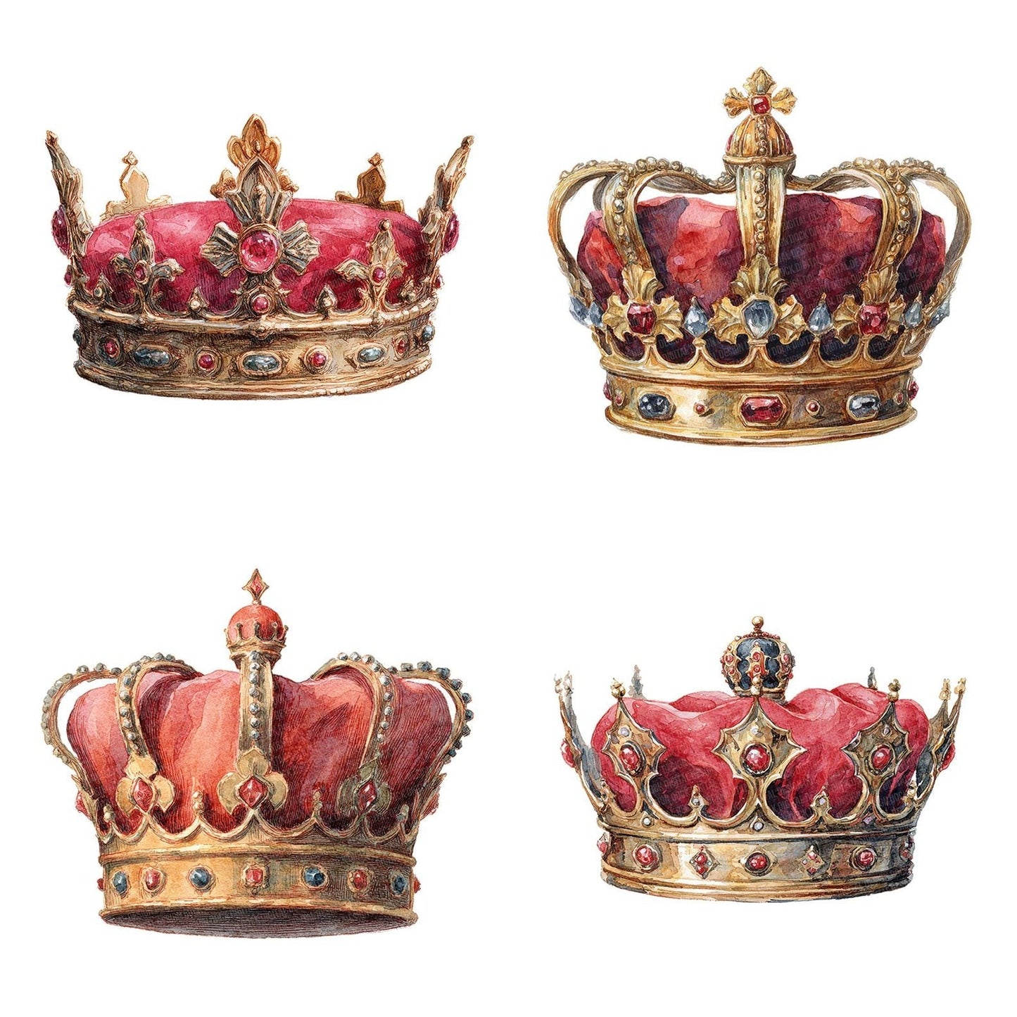 Watercolour Royal Crown Clipart Set (DDD007322)