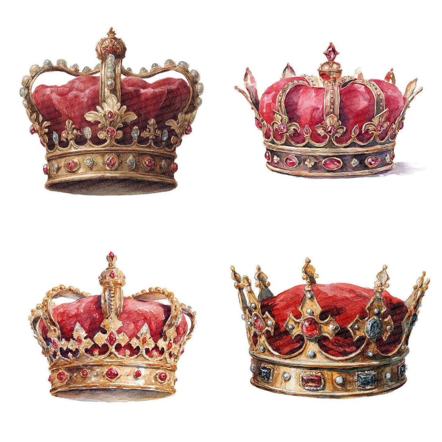 Watercolour Royal Crown Clipart Set (DDD007322)