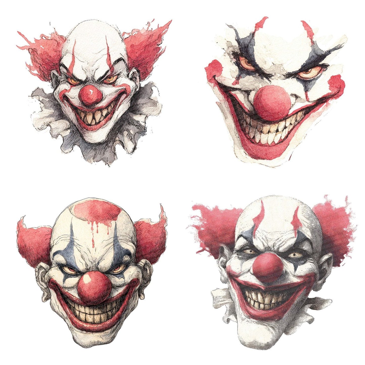 Watercolour Scary Clown Clipart Set (DDD007324)