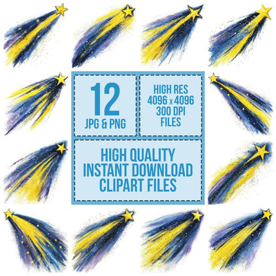 Watercolour Shooting Star Clipart Set (DDD007335)