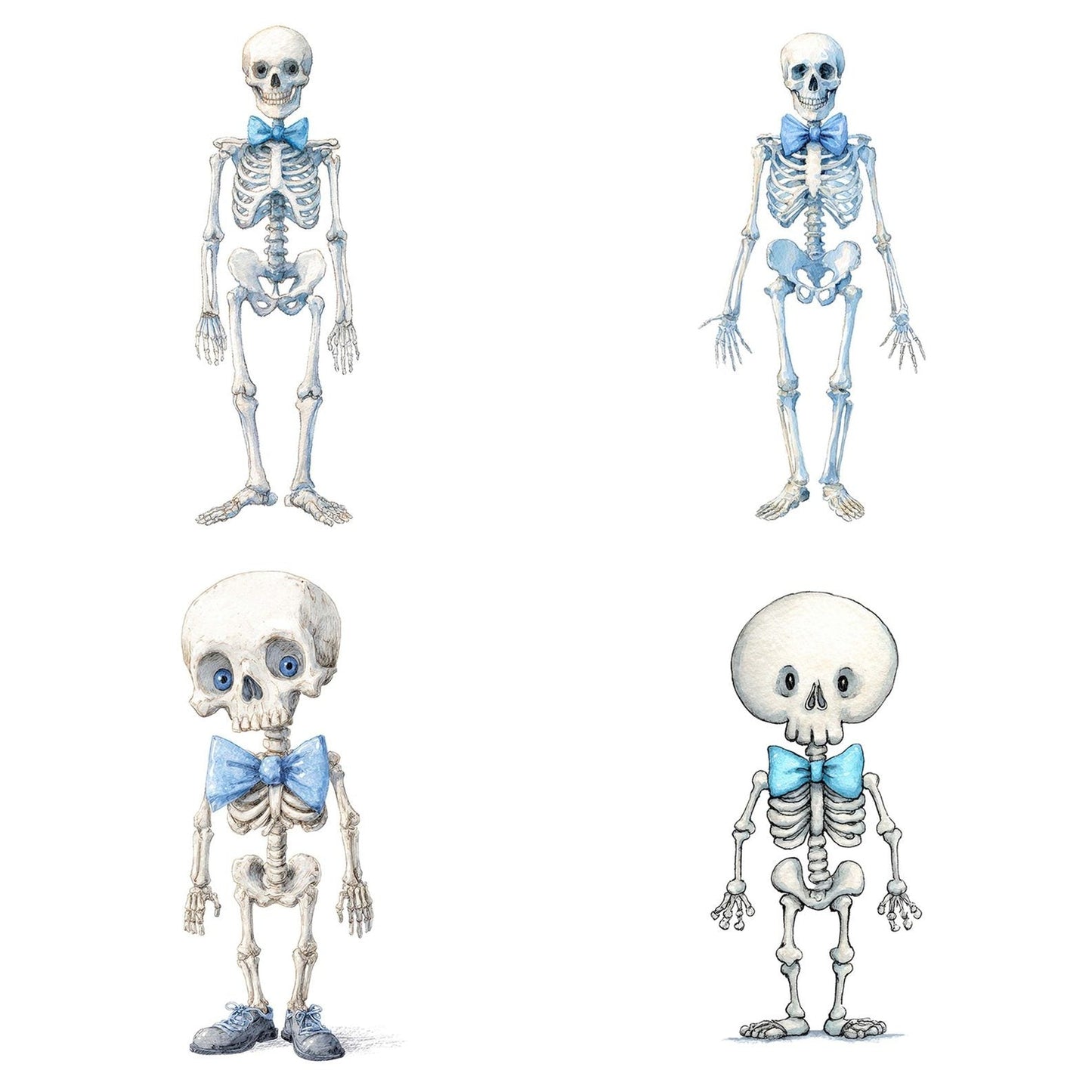 Watercolour Skeleton Bow Tie Clipart Set (DDD007337)