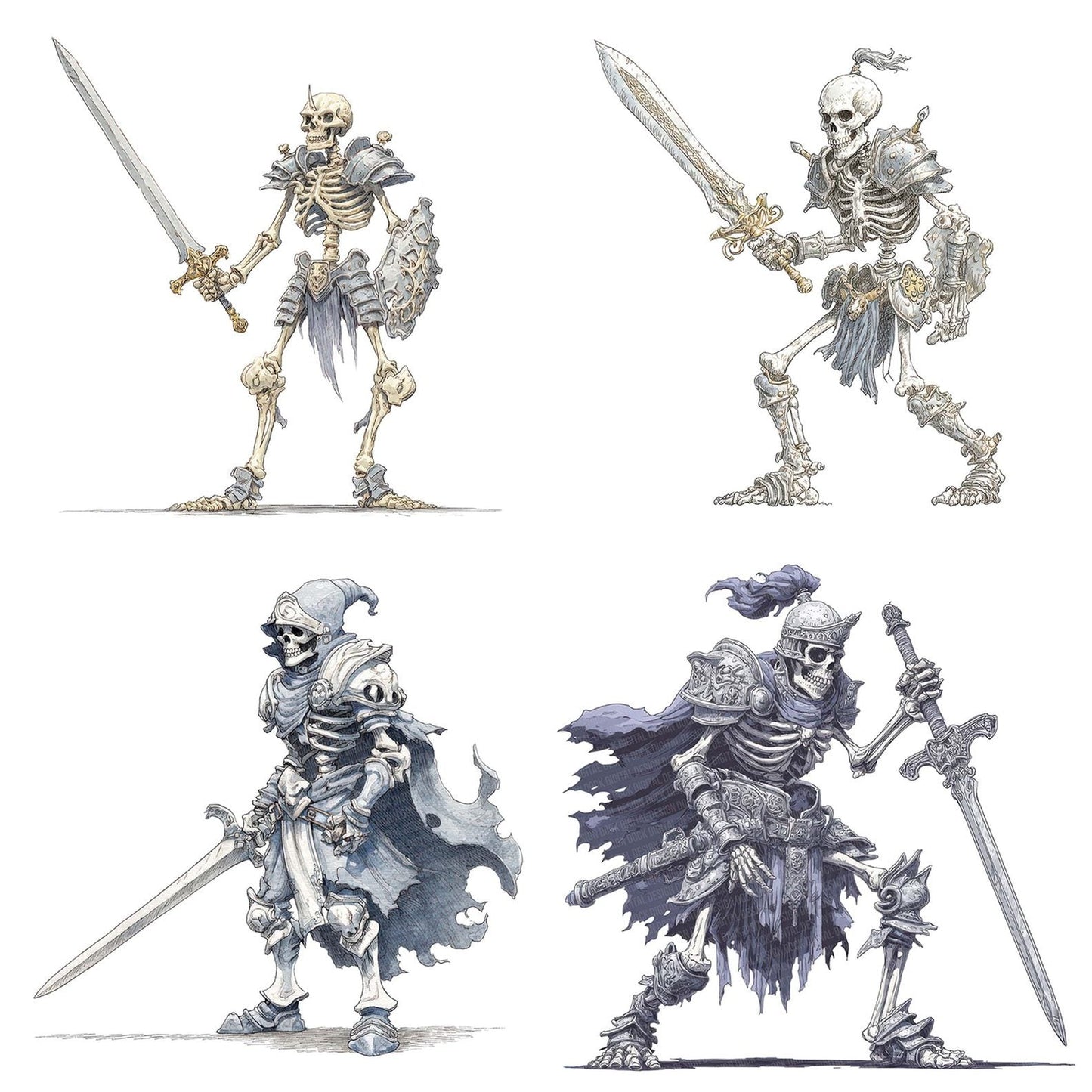 Watercolour Skeleton Warrior Clipart Set (DDD007339)