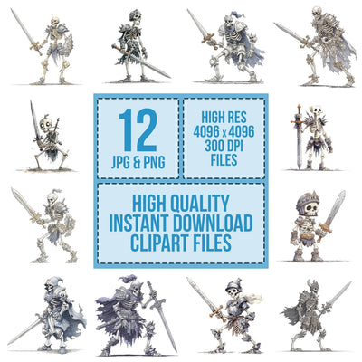 Watercolour Skeleton Warrior Clipart Set (DDD007339)