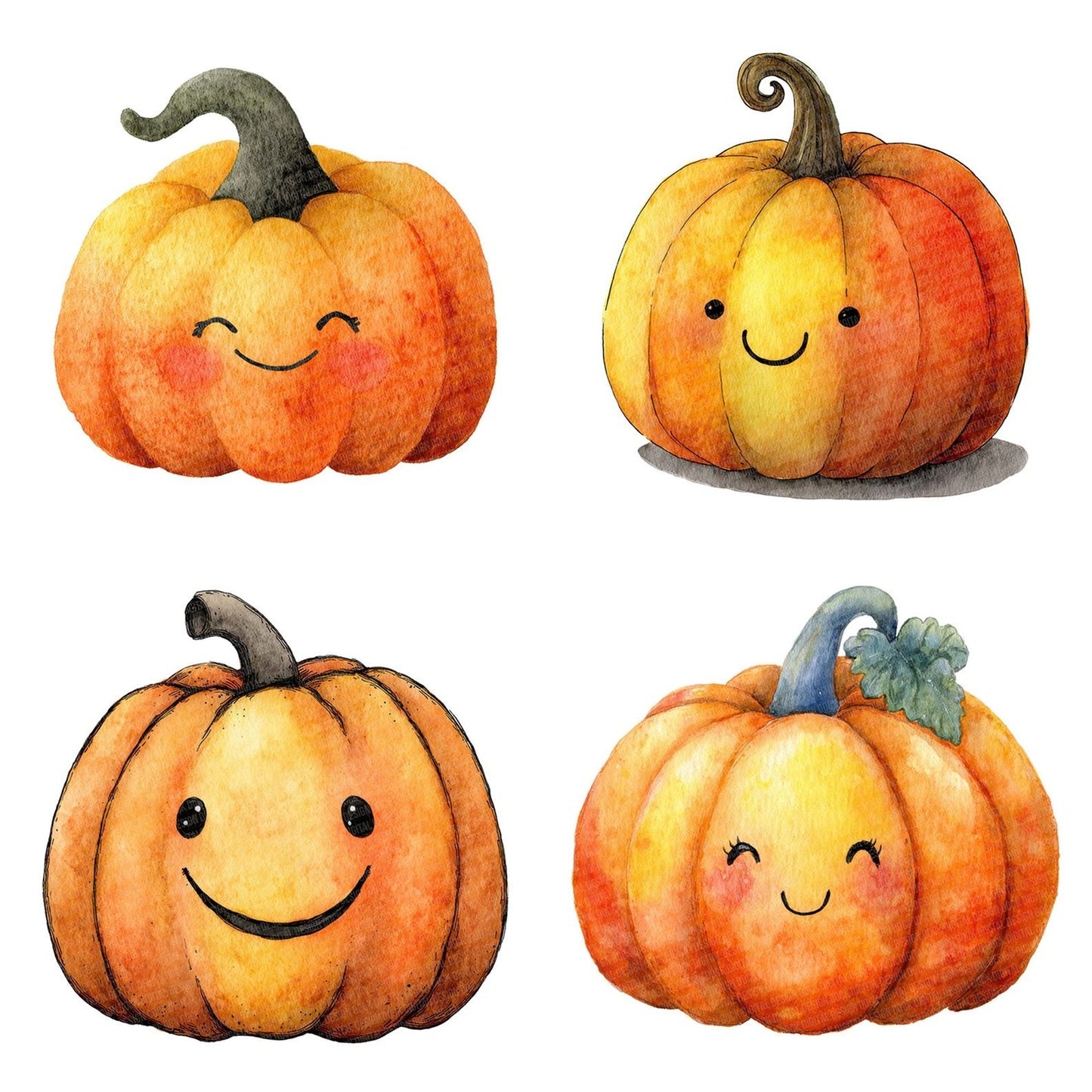Watercolour Smiling Pumpkin Clipart Set (DDD007342)