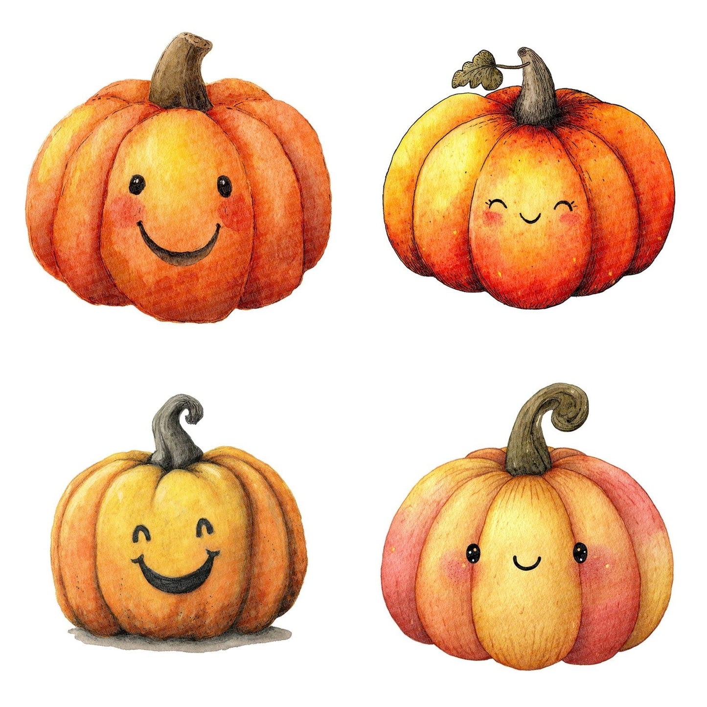 Watercolour Smiling Pumpkin Clipart Set (DDD007342)