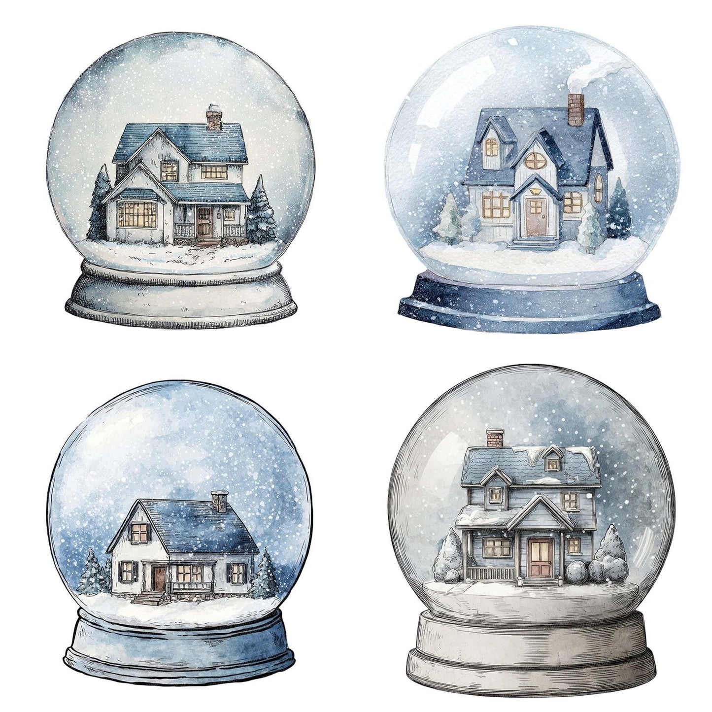 Watercolour Snow Globe Clipart Set (DDD007344)