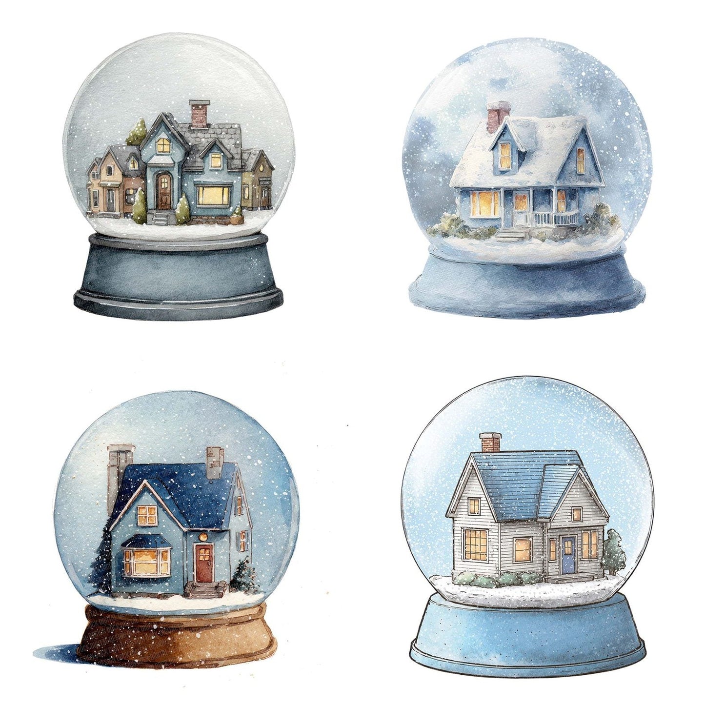 Watercolour Snow Globe Clipart Set (DDD007344)