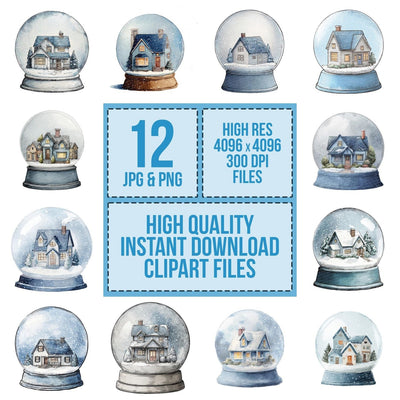 Watercolour Snow Globe Clipart Set (DDD007344)