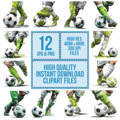 Watercolour Soccer Ball Kick Clipart Set (DDD007345)