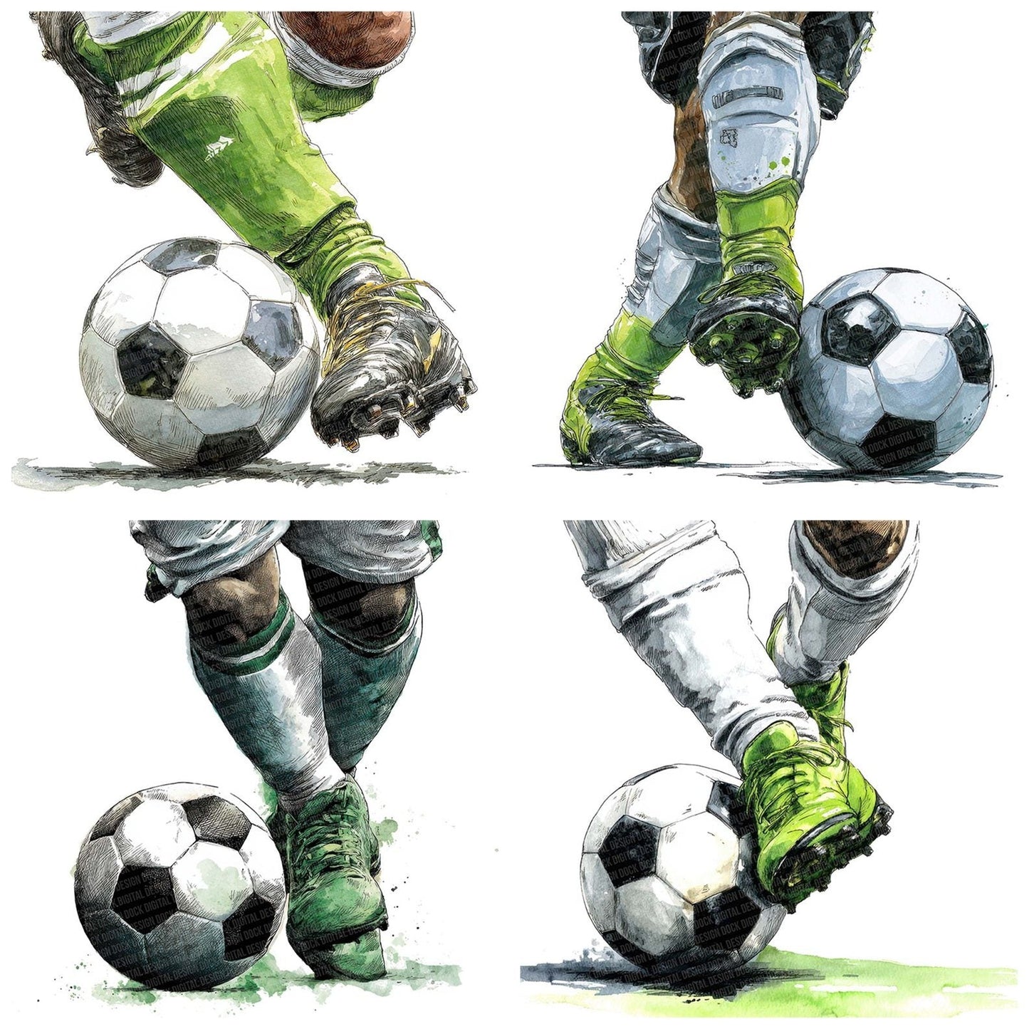 Watercolour Soccer Player Clipart Set (DDD007347)