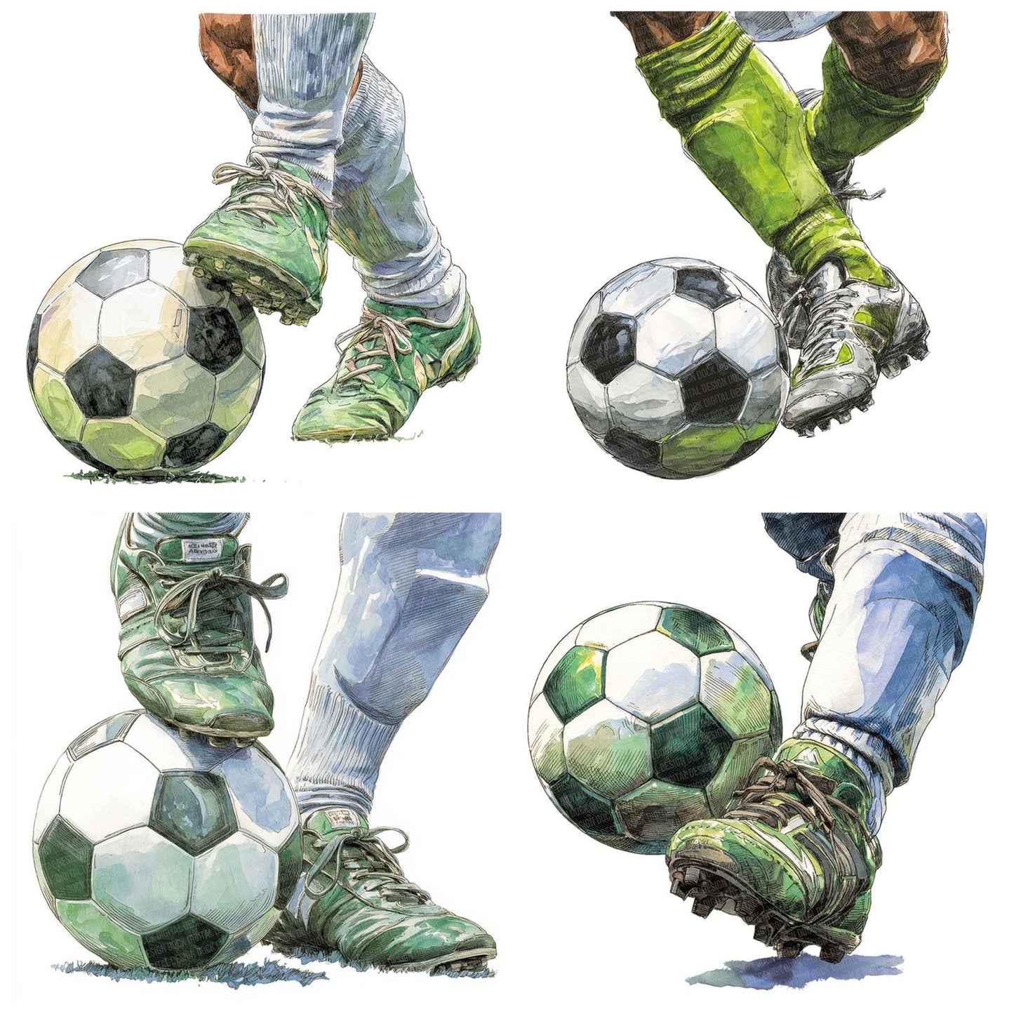 Watercolour Soccer Player Clipart Set (DDD007347)