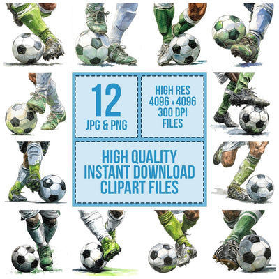 Watercolour Soccer Player Clipart Set (DDD007347)