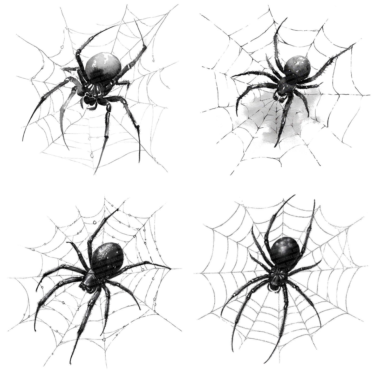 Watercolour Spider Web Clipart Set (DDD007356)
