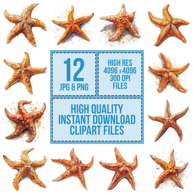 Watercolour Starfish Clipart Set (DDD007381)