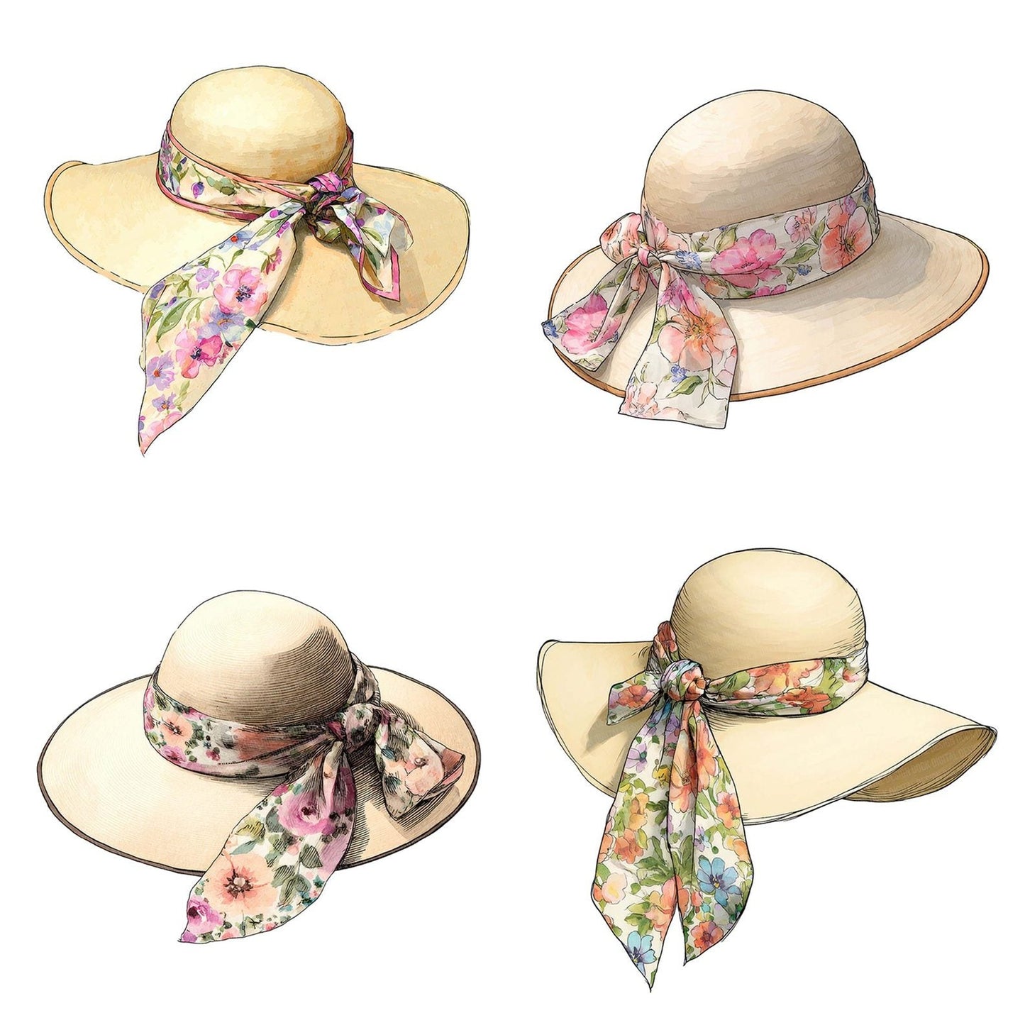 Watercolour Summer Hat Clipart Set (DDD007385)