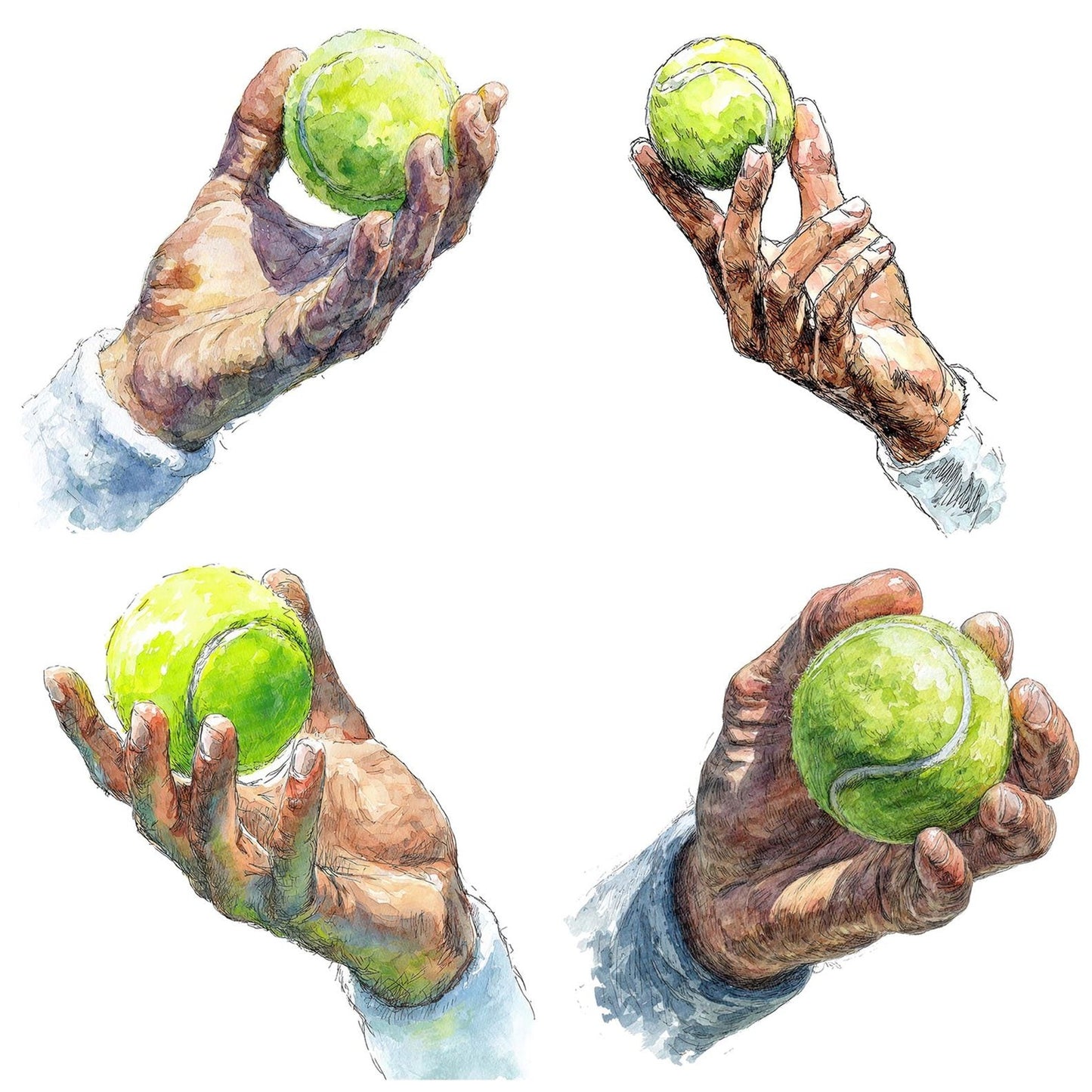 Watercolour Tennis Serve Clipart Set (DDD007392)