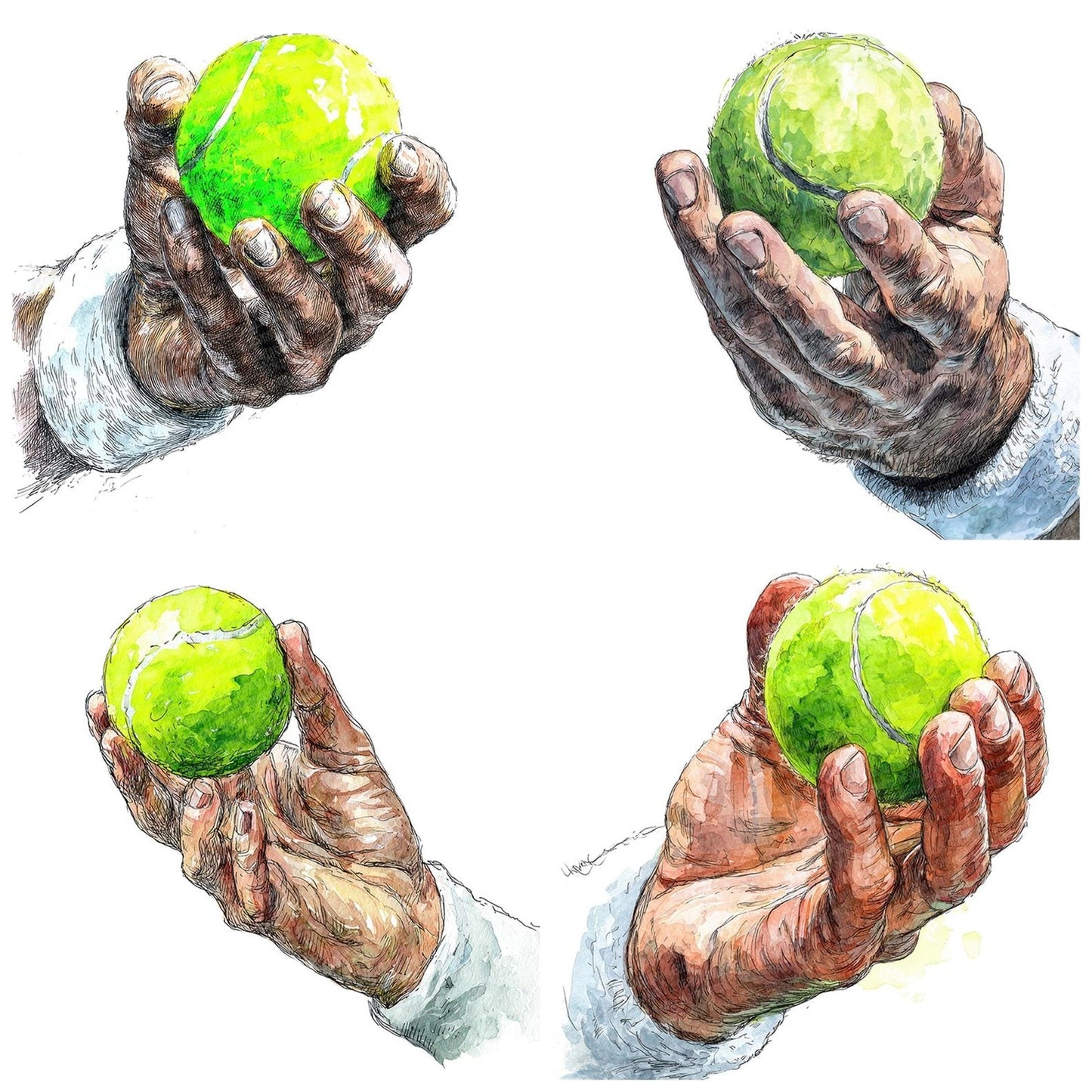 Watercolour Tennis Serve Clipart Set (DDD007392)