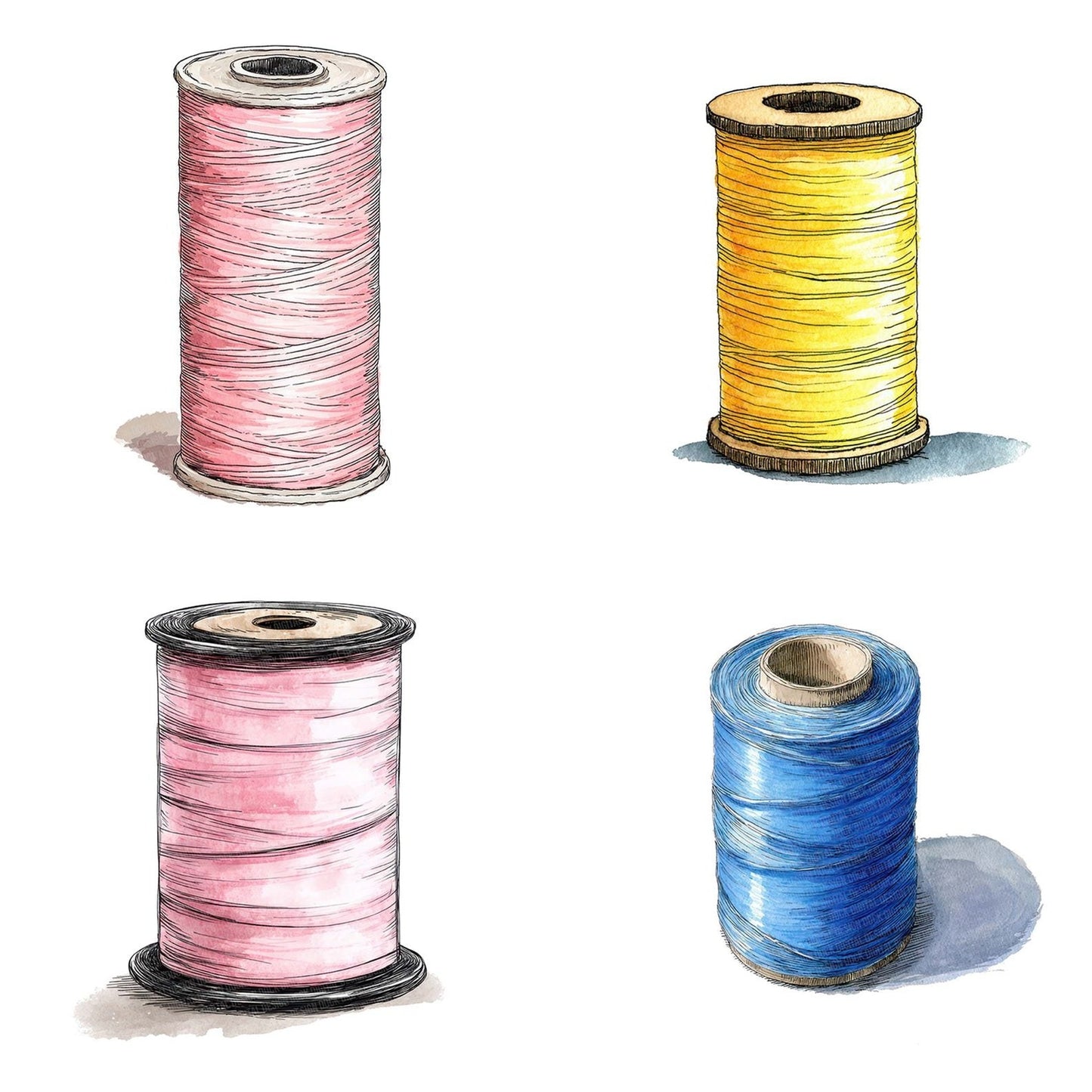 Watercolour Thread Spool Clipart Set (DDD007394)