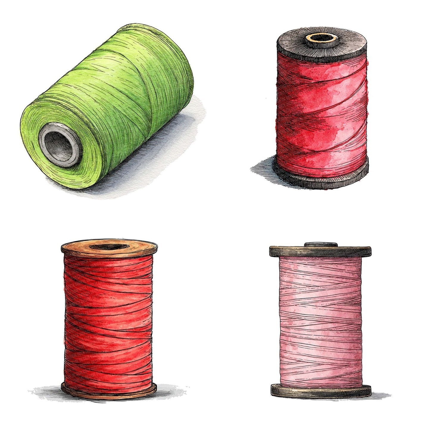 Watercolour Thread Spool Clipart Set (DDD007394)