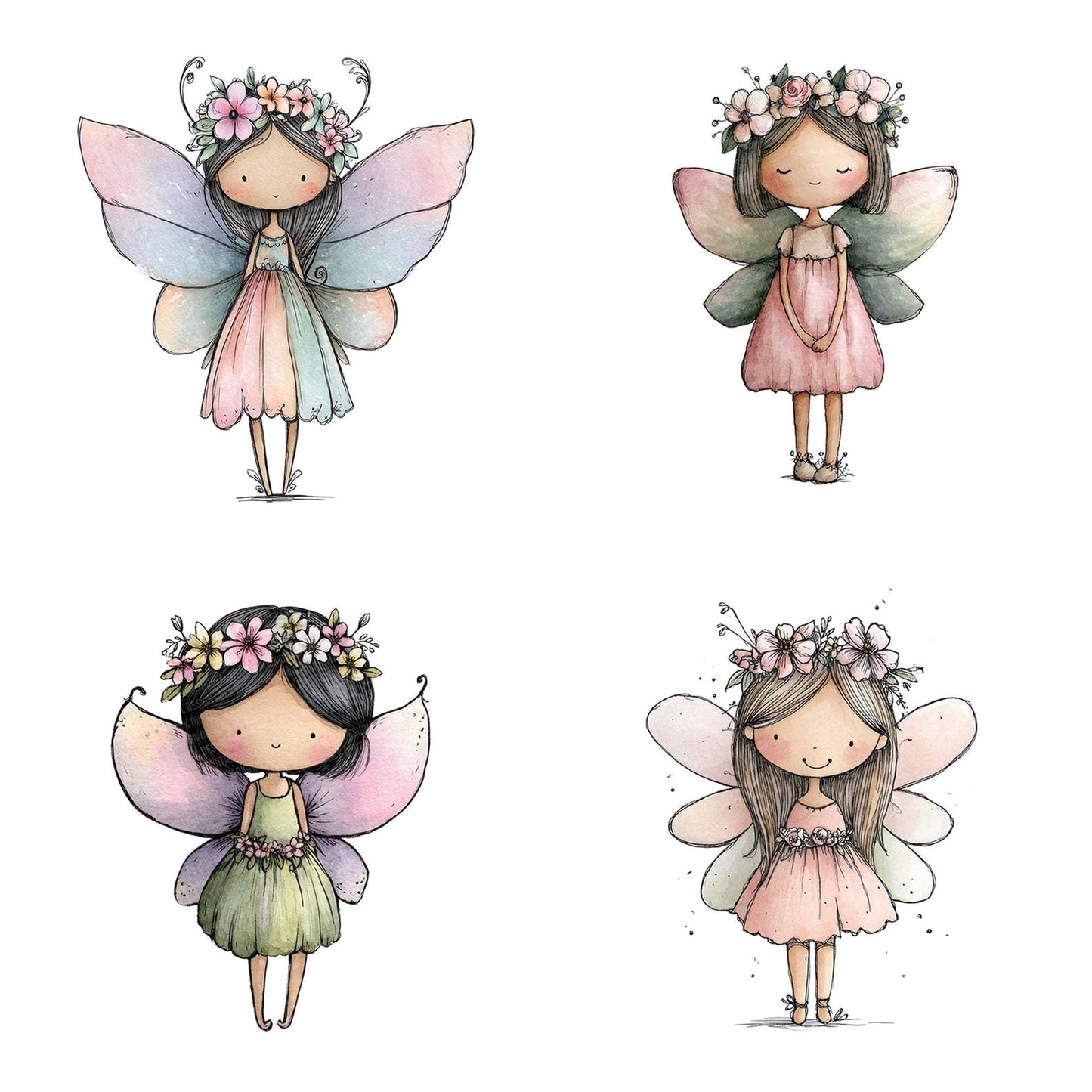 Watercolour Tiny Fairy Clipart Set (DDD007395)
