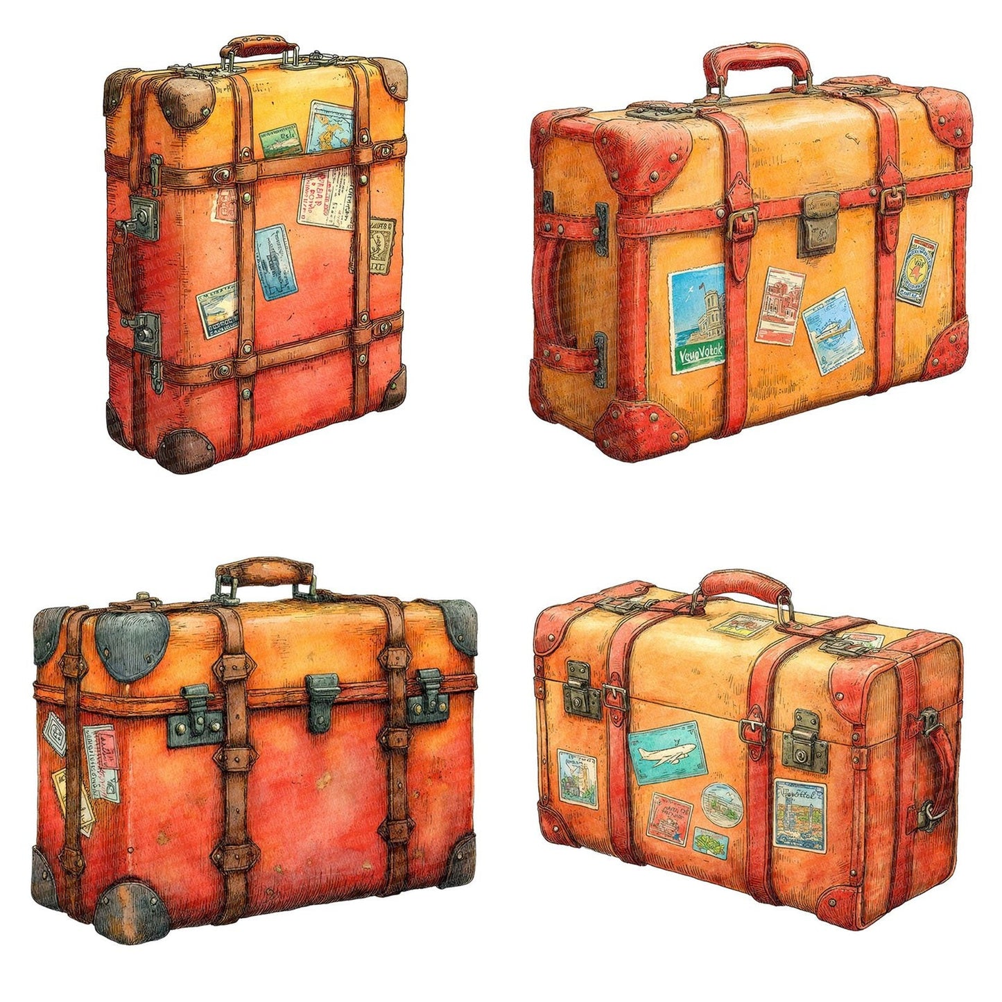 Watercolour Travel Case Clipart Set (DDD007397)