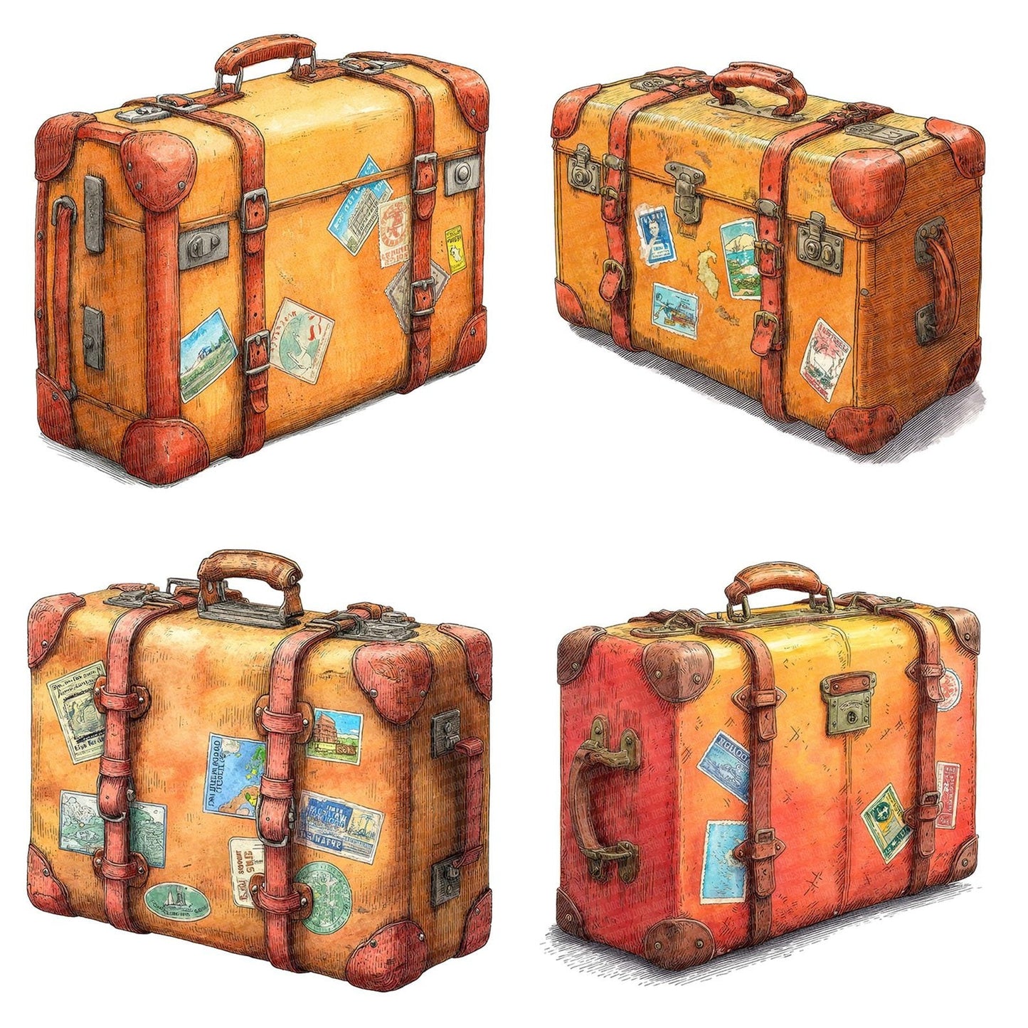 Watercolour Travel Case Clipart Set (DDD007397)