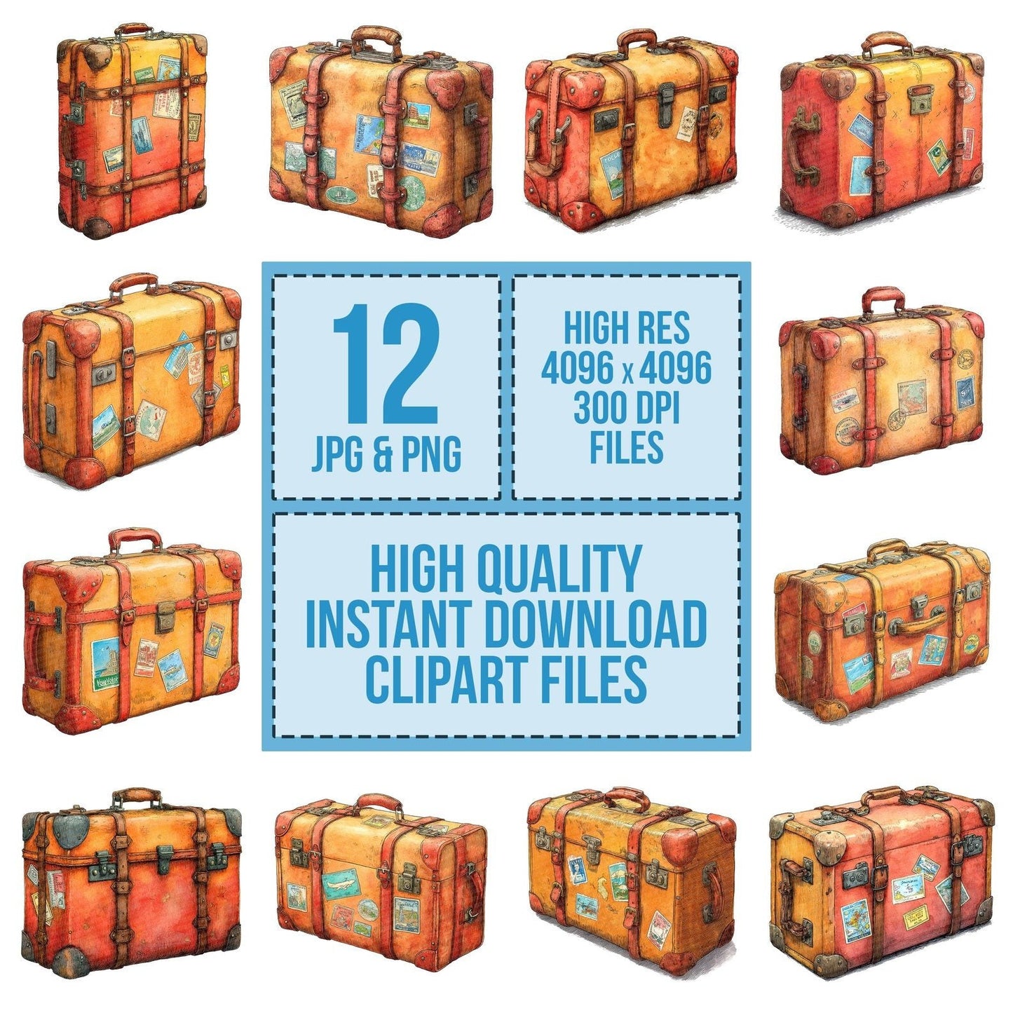 Watercolour Travel Case Clipart Set (DDD007397)