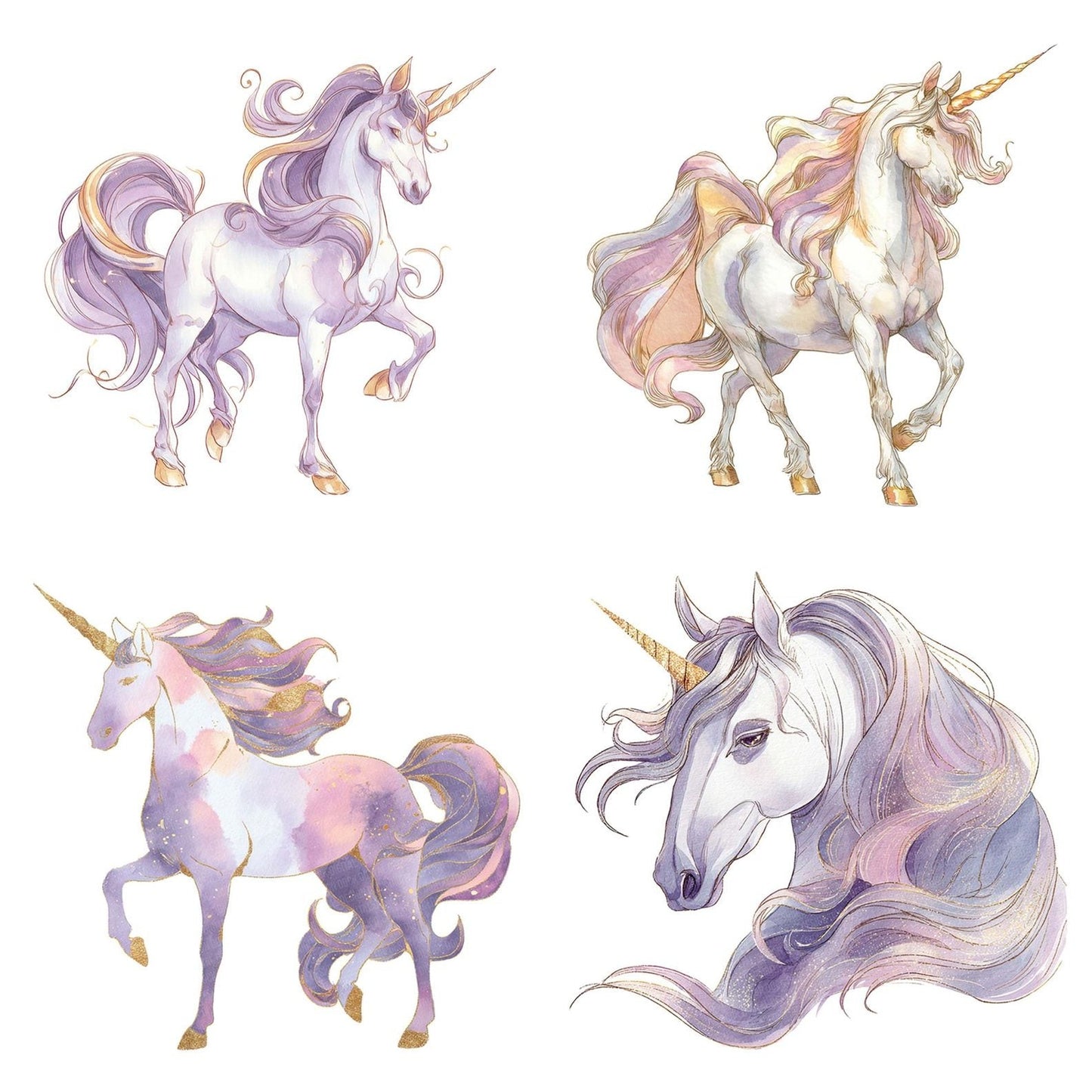 Watercolour Unicorn Clipart Set (DDD007400)