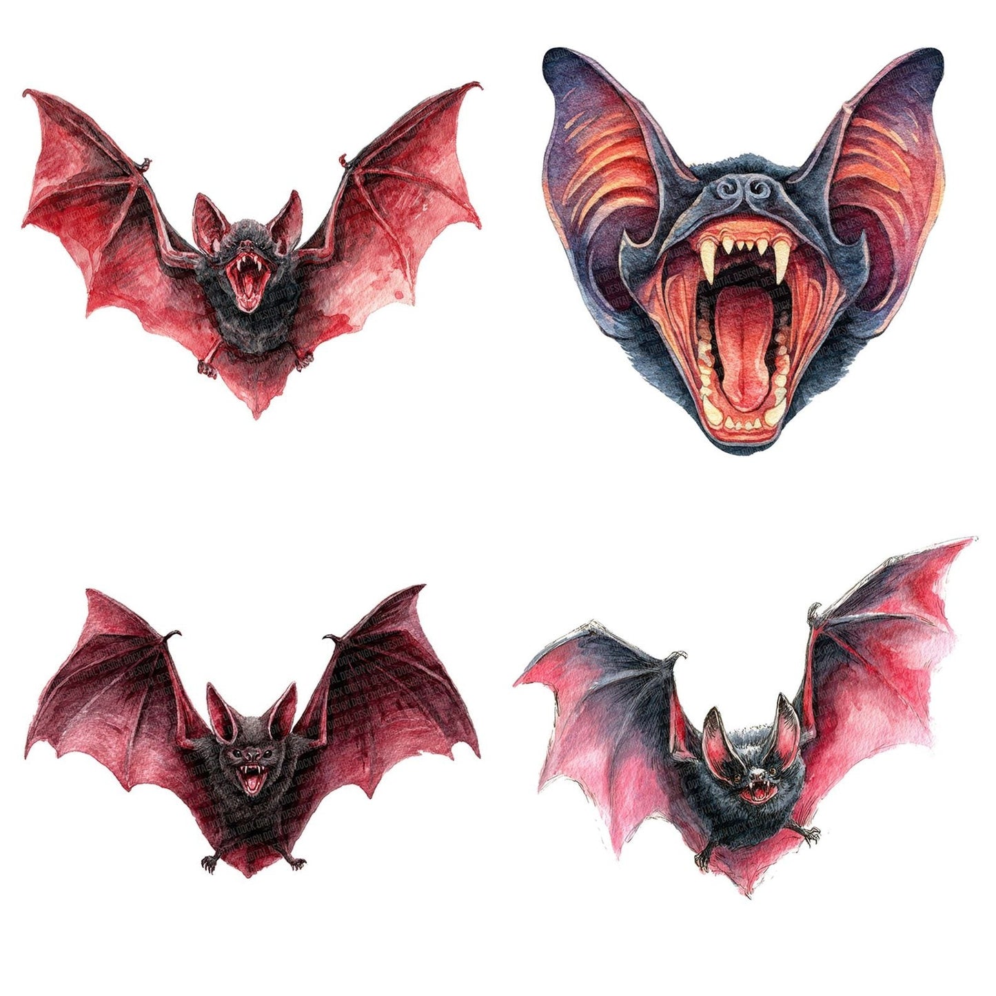 Watercolour Vampire Bat Clipart Set (DDD007402)