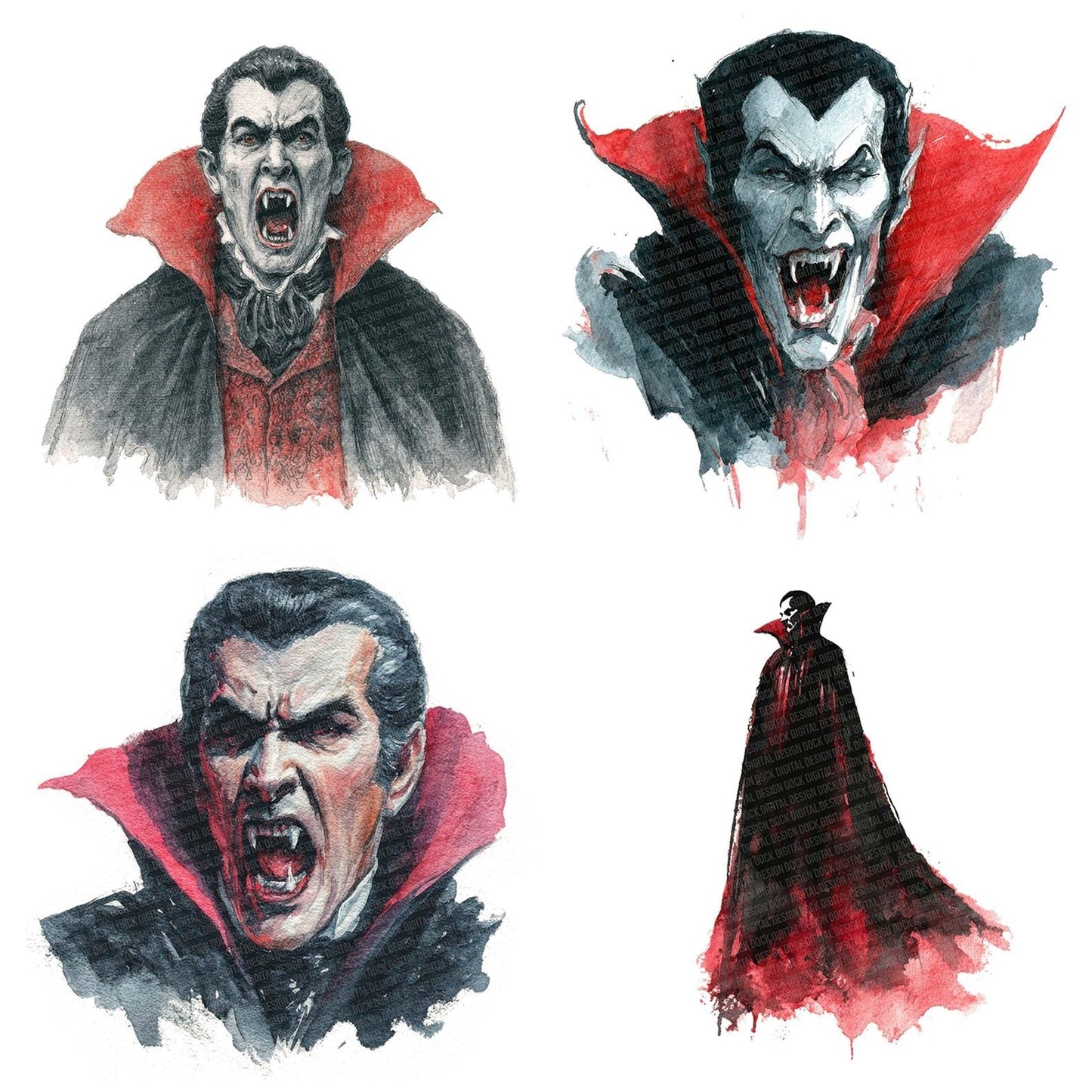 Watercolour Vampire Cloak Clipart Set (DDD007403)