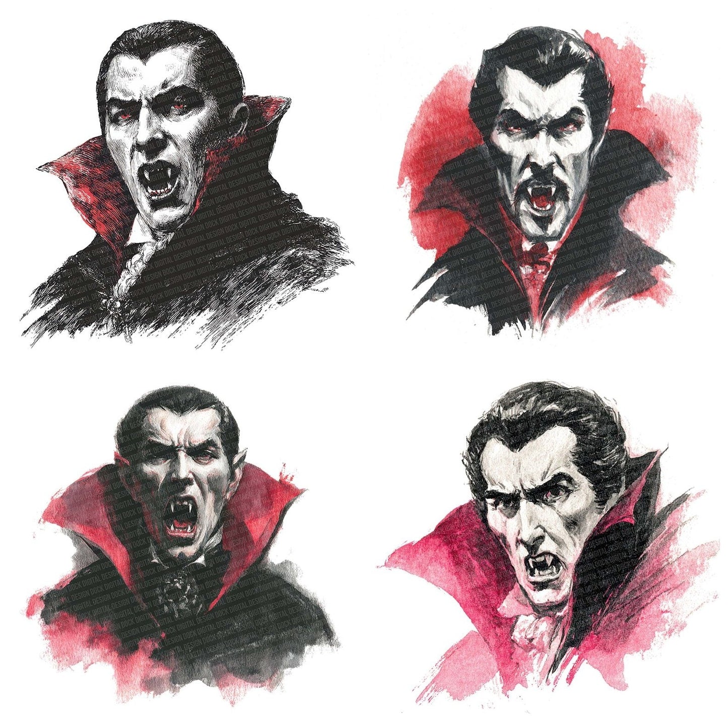 Watercolour Vampire Cloak Clipart Set (DDD007403)