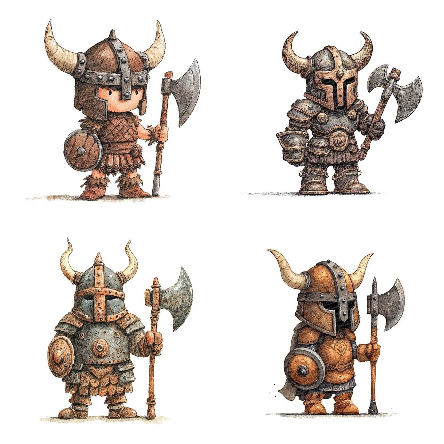 Watercolour Viking Warrior Clipart Set (DDD007404)
