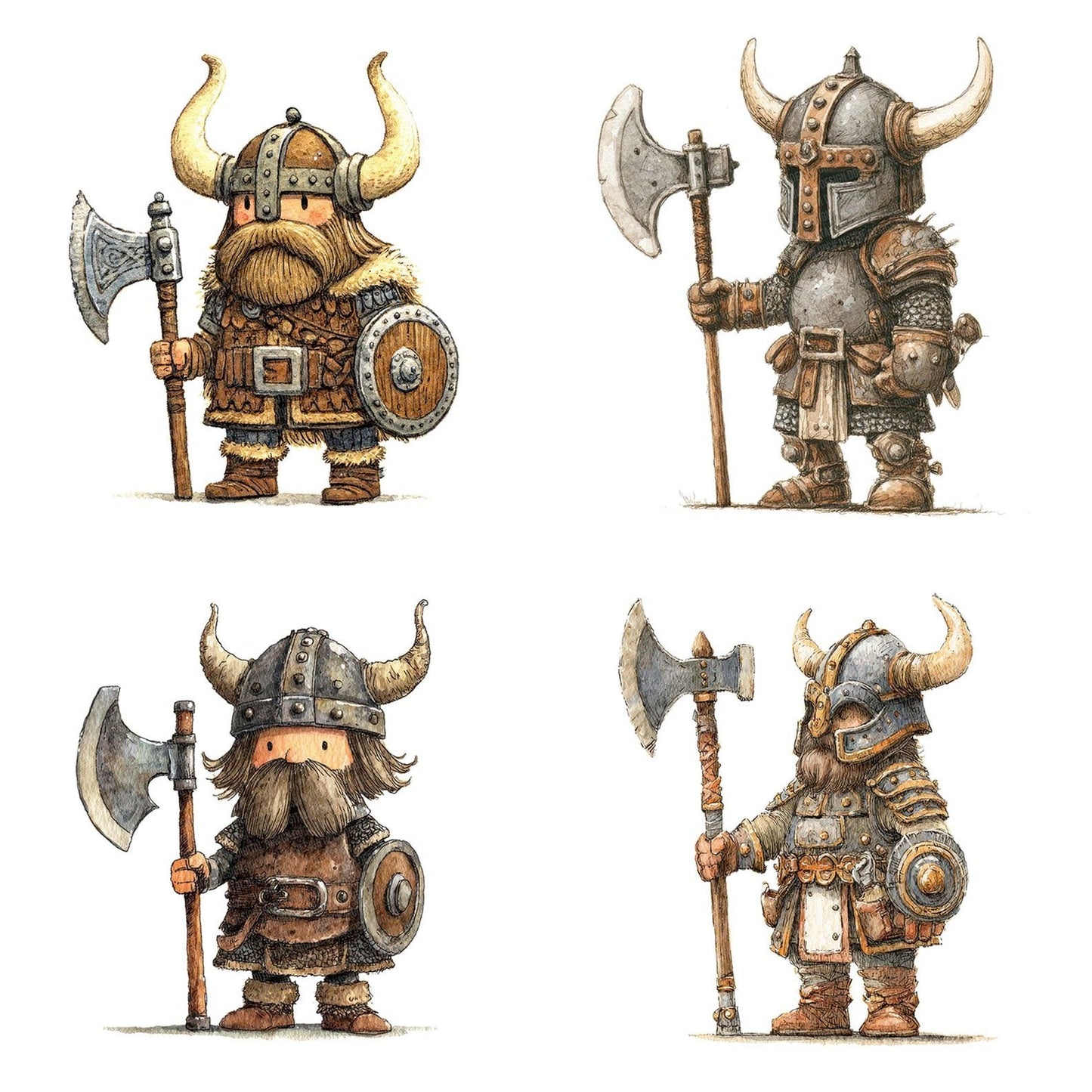 Watercolour Viking Warrior Clipart Set (DDD007404)