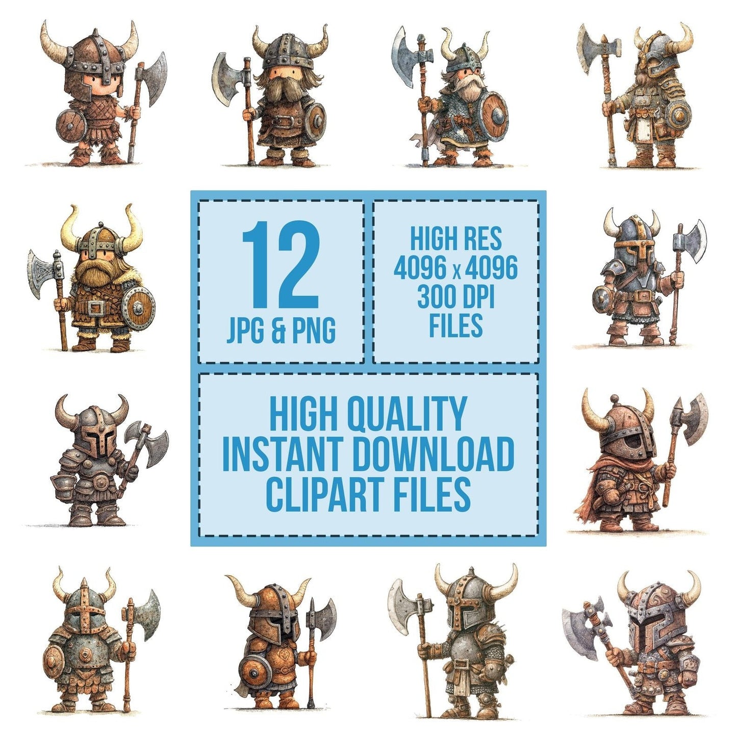 Watercolour Viking Warrior Clipart Set (DDD007404)