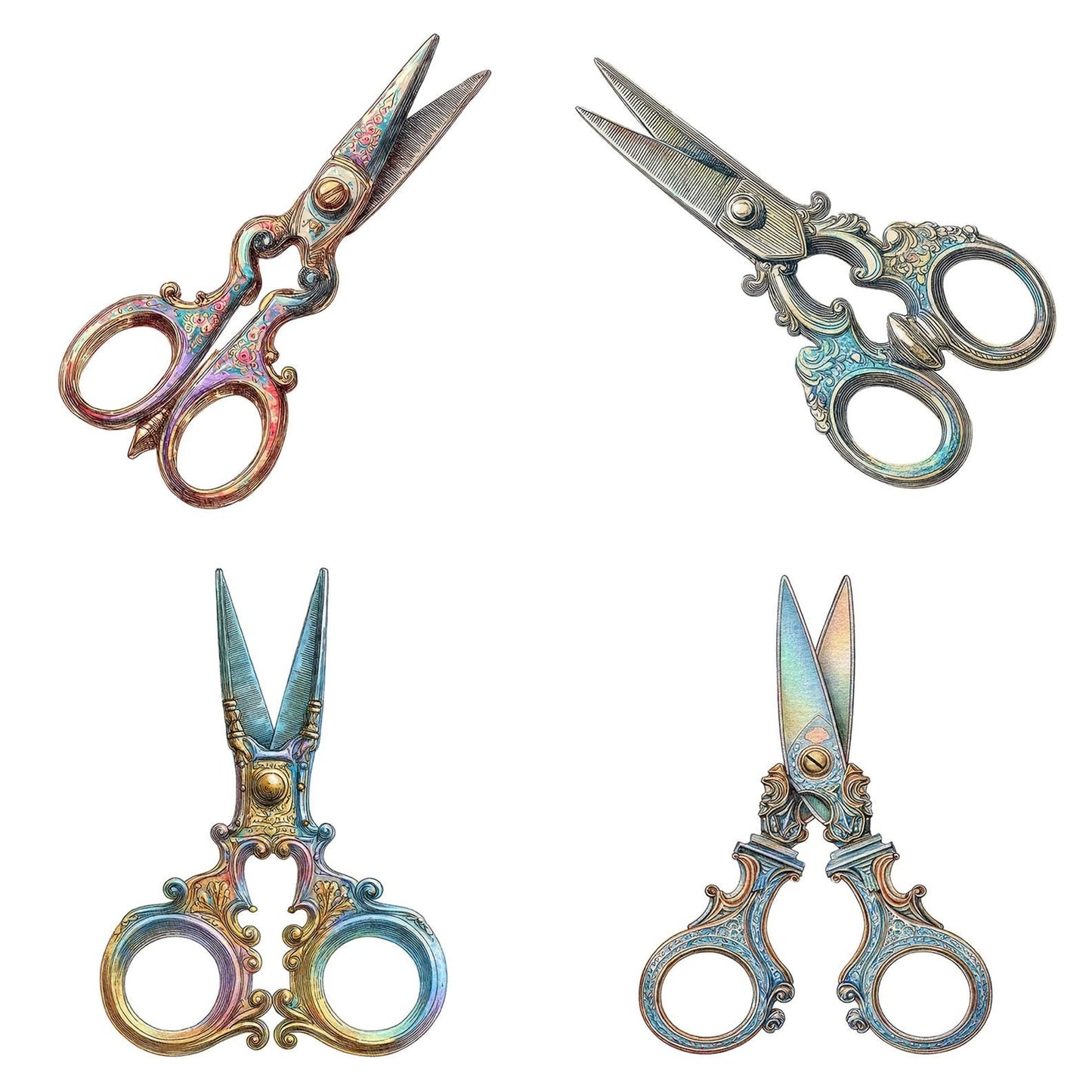 Watercolour Vintage Scissors Clipart Set (DDD007407)