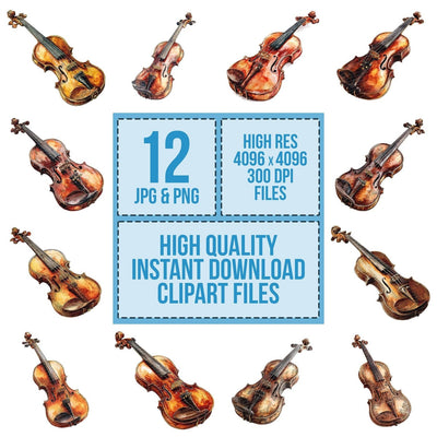 Watercolour Violin Clipart Set (DDD007409)