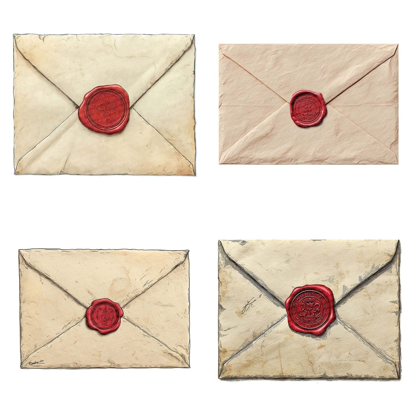 Watercolour Wax Envelope Clipart Set (DDD007412)