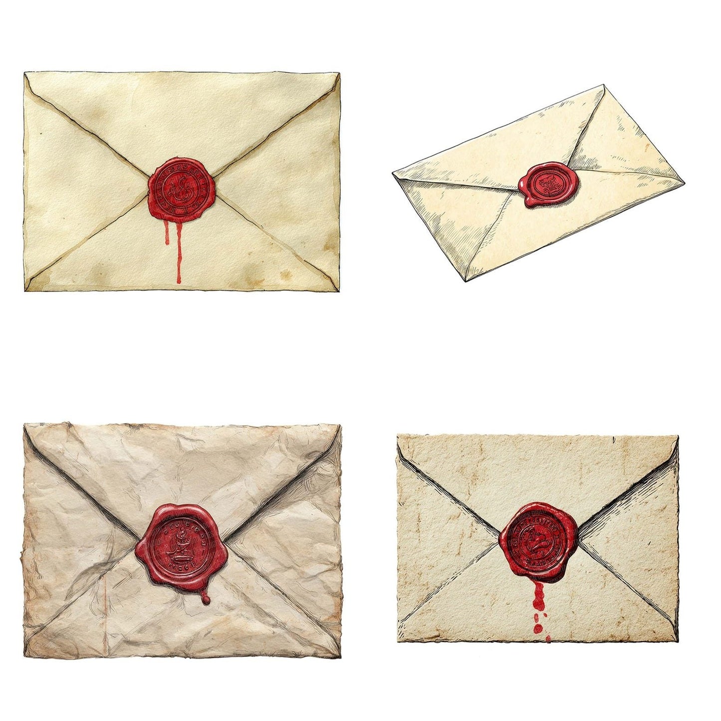 Watercolour Wax Envelope Clipart Set (DDD007412)