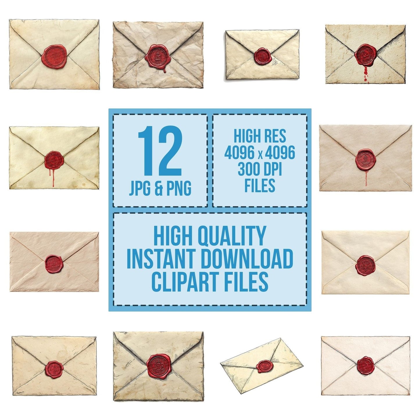Watercolour Wax Envelope Clipart Set (DDD007412)