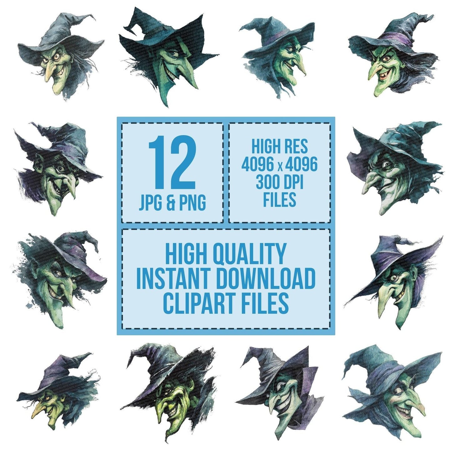 Watercolour Wicked Witch Clipart Set (DDD007415)