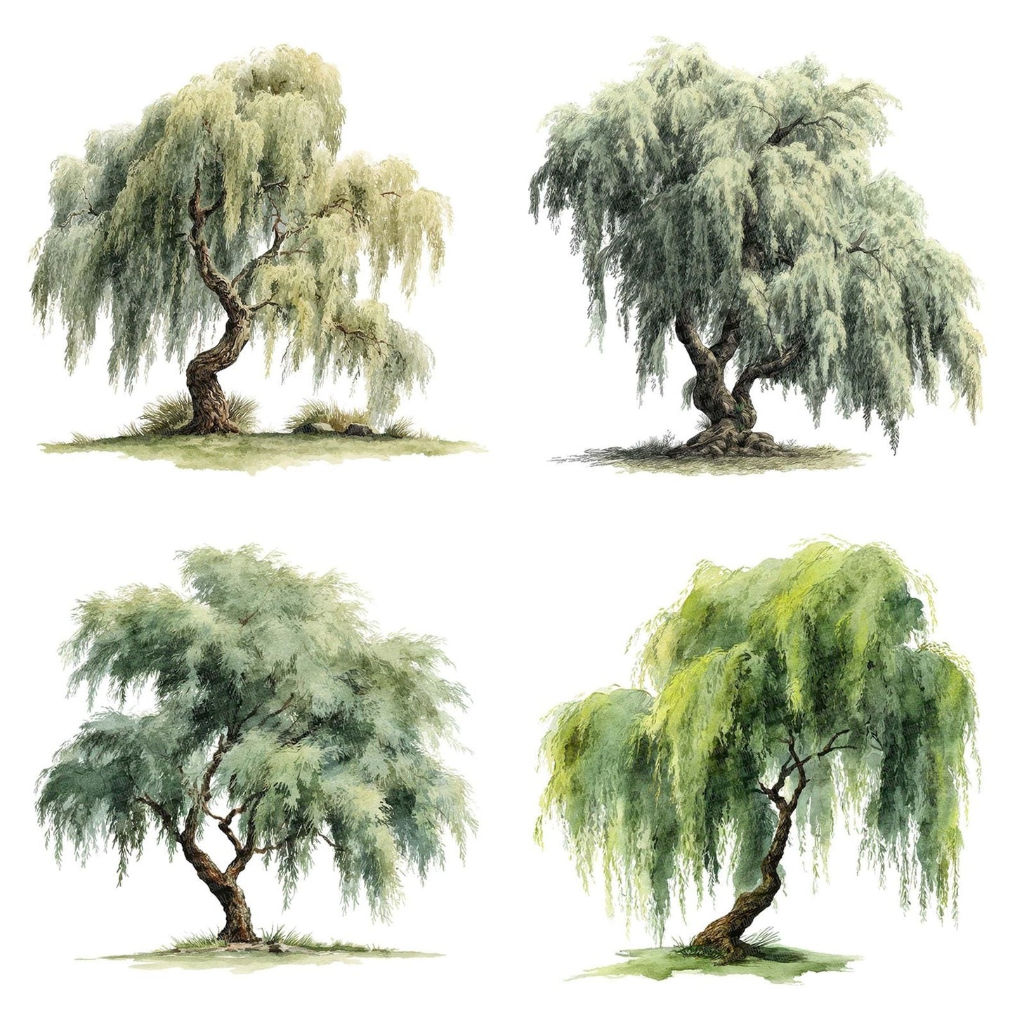 Watercolour Willow Tree Clipart Set (DDD007419)