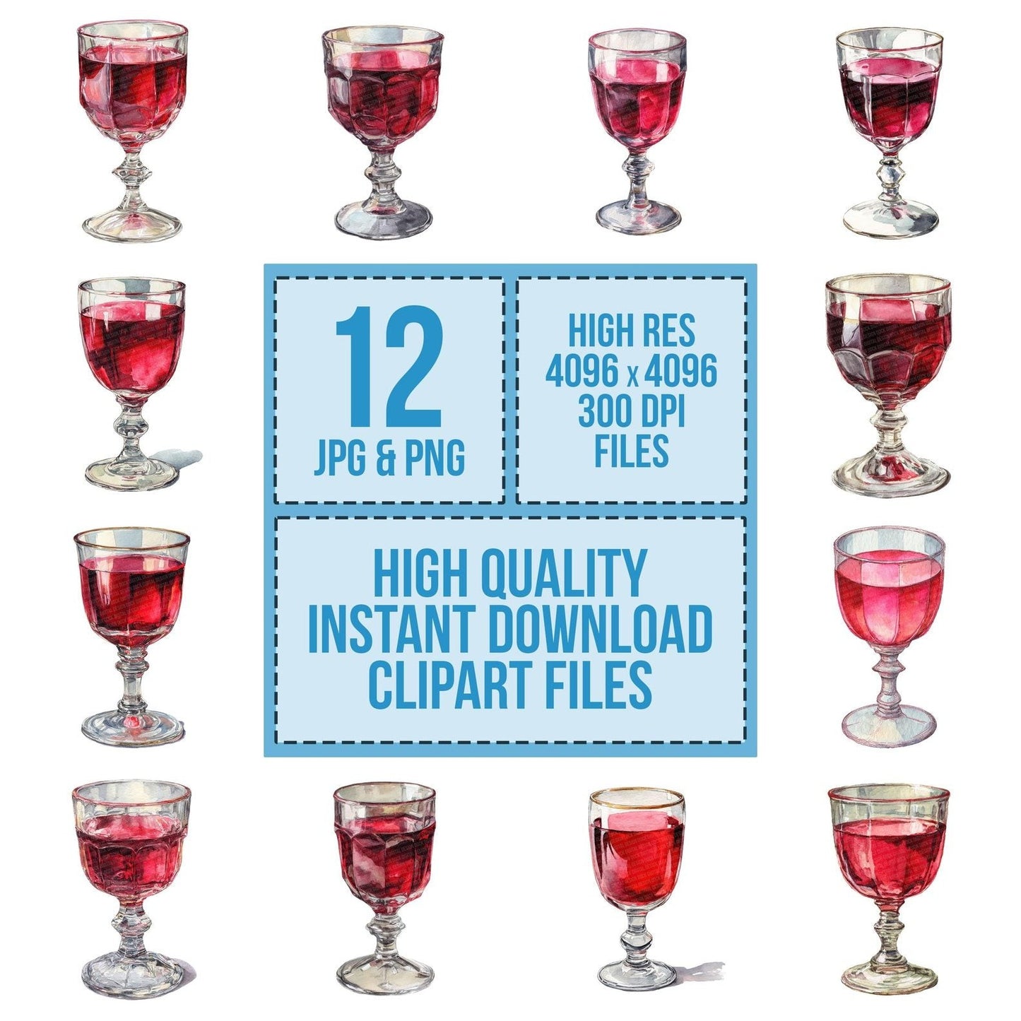 Watercolour Wine Goblet Clipart Set (DDD007420)