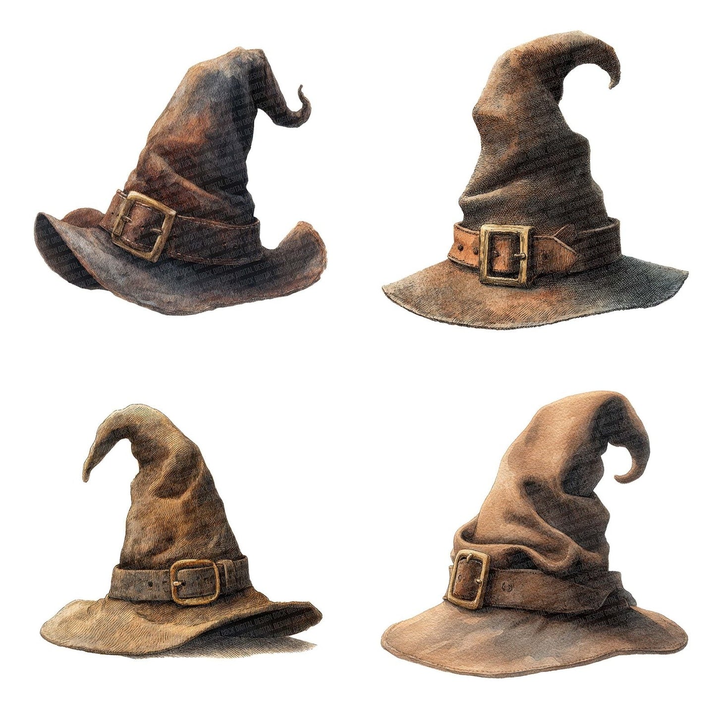 Watercolour Witch Hat Clipart Set (DDD007422)