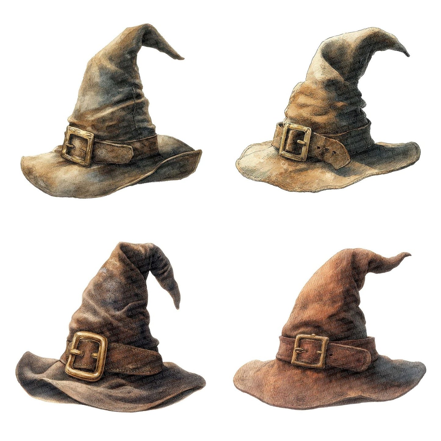 Watercolour Witch Hat Clipart Set (DDD007422)
