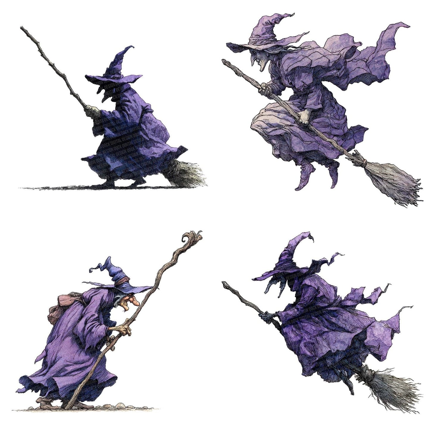 Watercolour Witch Staff Clipart Set (DDD007423)