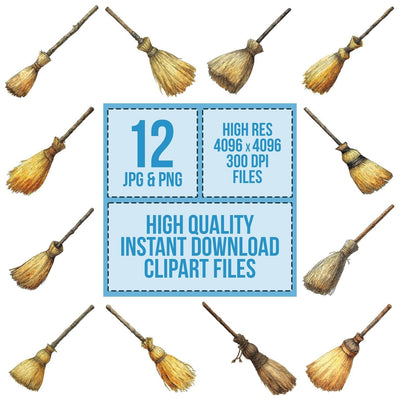 Watercolour Witches Broom Clipart Set (DDD007424)