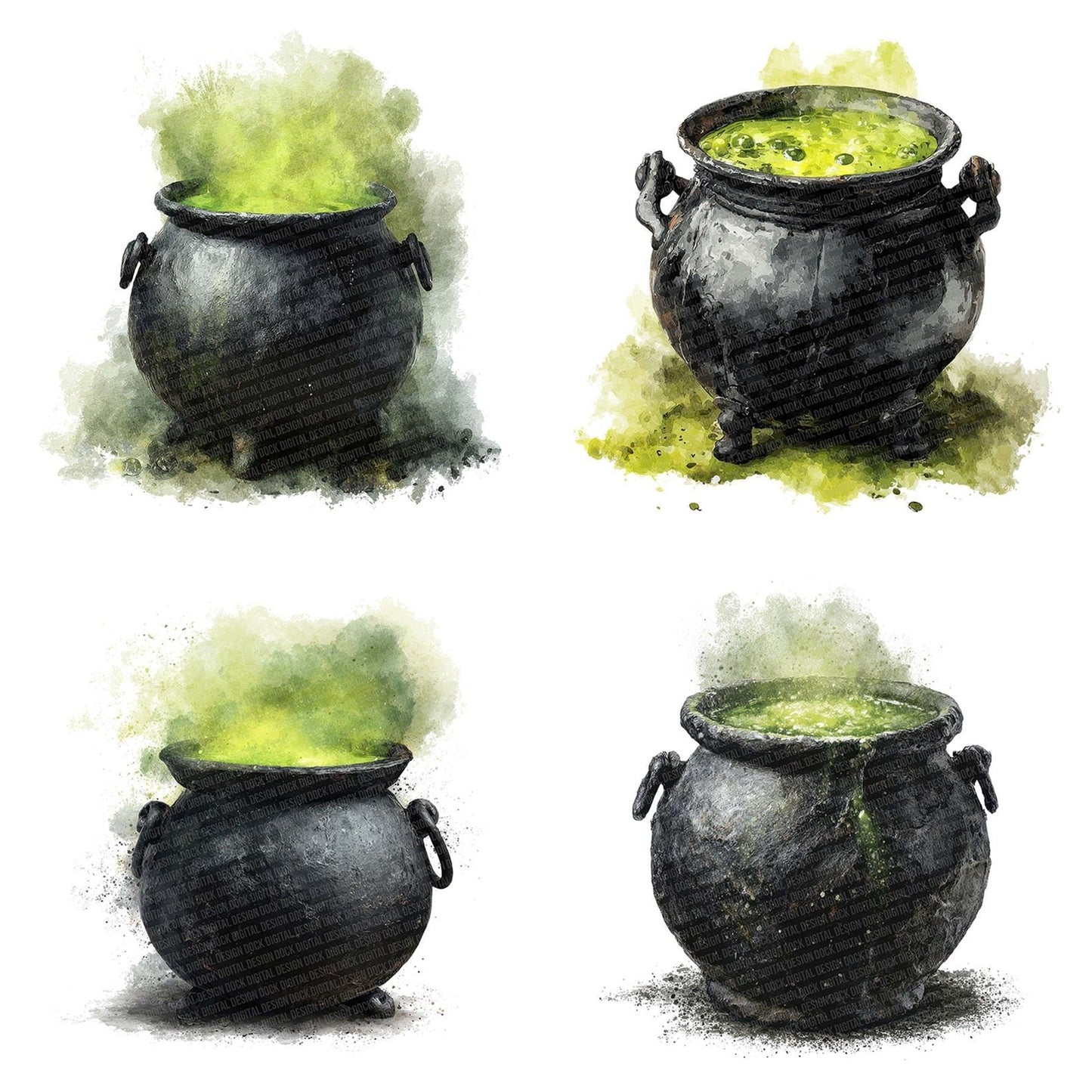 Watercolour Witches Cauldron Clipart Set (DDD007425)