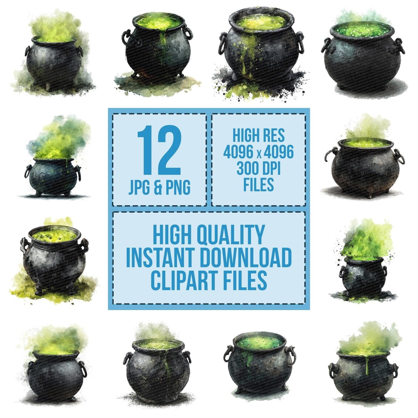 Watercolour Witches Cauldron Clipart Set (DDD007425)