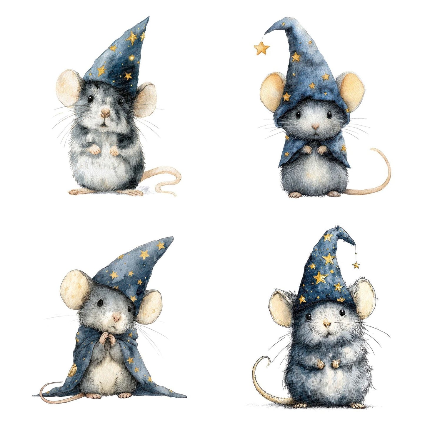 Watercolour Wizard Mouse Clipart Set (DDD007427)