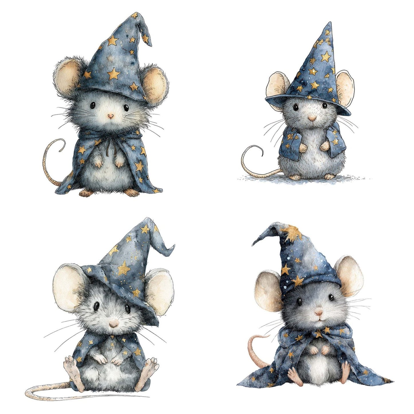 Watercolour Wizard Mouse Clipart Set (DDD007427)